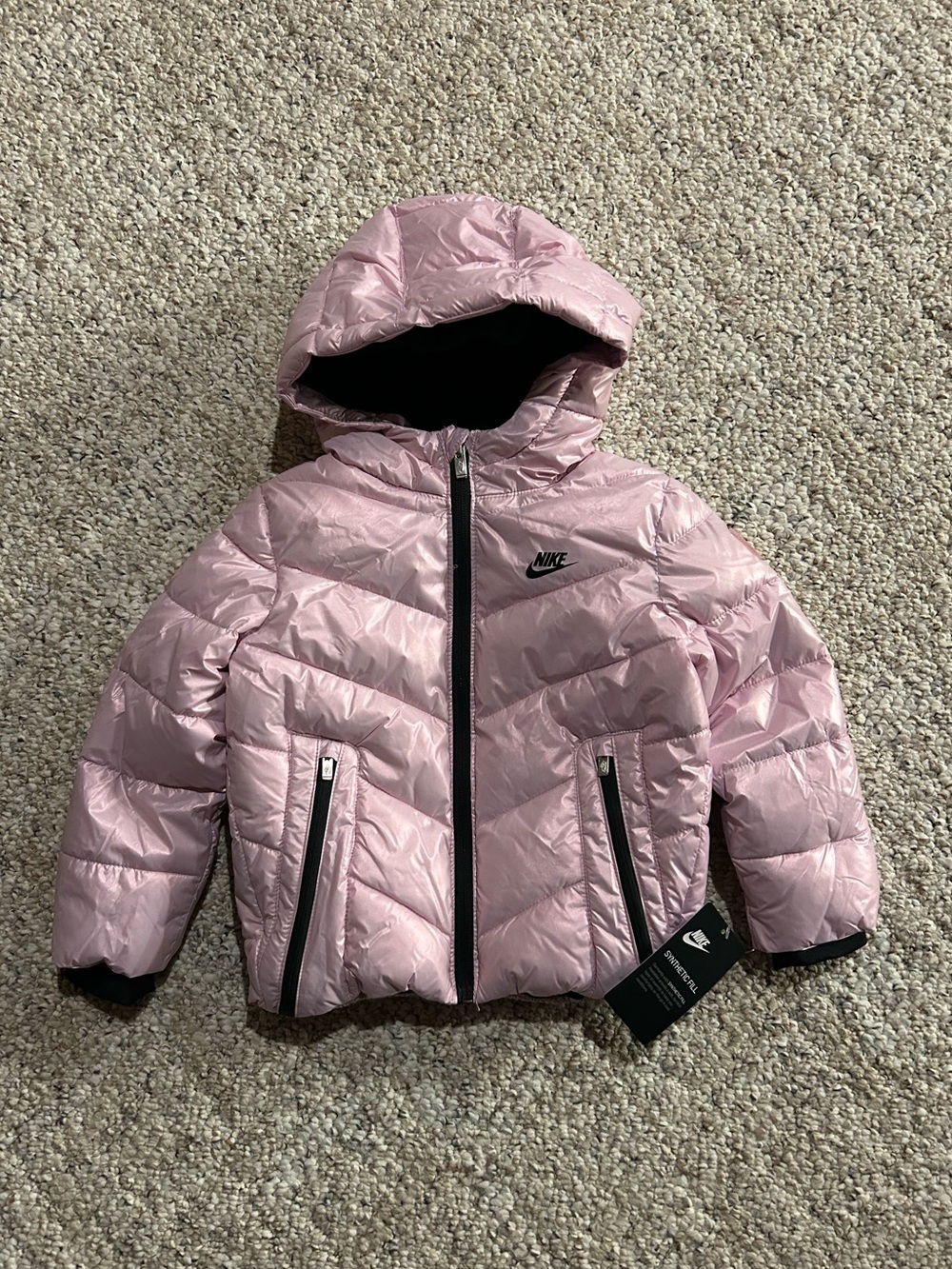 New Nike Girls Pink Puffer Winter Jacket - Size 3 NWT